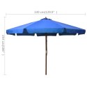 PARASOL OGRODOWY NA DREWNIANYM SŁUPKU 330CM LAZUROWY