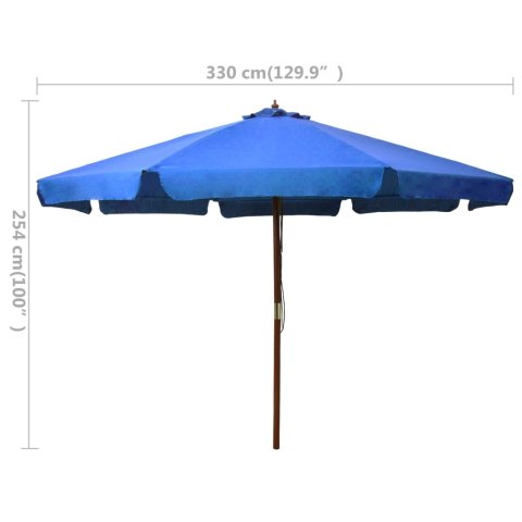 PARASOL OGRODOWY NA DREWNIANYM SŁUPKU 330CM LAZUROWY