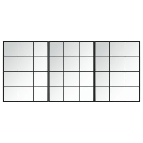 LUSTRA ŚCIENNE 3 SZT. CZARNA RAMA 80X 60CM METAL