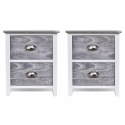 2 SZAFKI NOCNE Z 2 SZUFLADAMI SZARO-BIAŁE