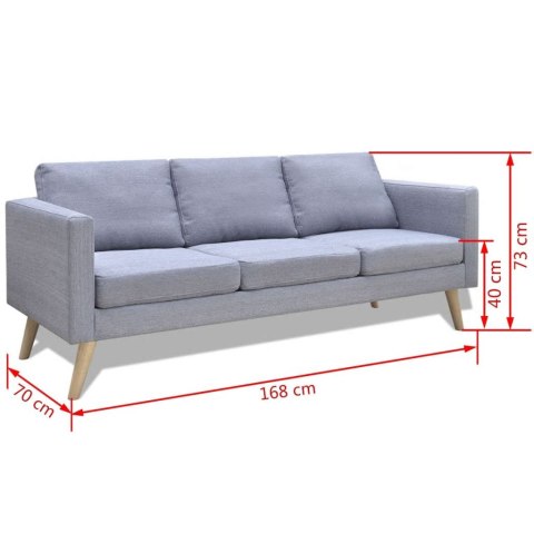 SOFA 3-OSOBOWA MATERIAŁOWA JASNOSZARA