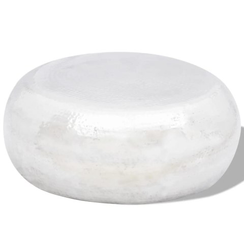 STOLIK KAWOWY Z MŁOTKOWANEGO ALUMINIUM SREBRNY