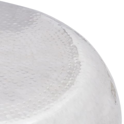 STOLIK KAWOWY Z MŁOTKOWANEGO ALUMINIUM SREBRNY