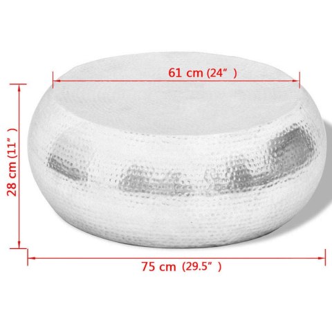 STOLIK KAWOWY Z MŁOTKOWANEGO ALUMINIUM SREBRNY