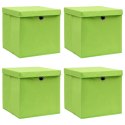 PUDEŁKA Z POKRYWAMI 4 SZT. ZIELONE 32X32X32CM TKANINA