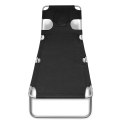SKŁADANY LEŻAK Z PODGŁÓWKIEM MALOWANA STAL CZARNY