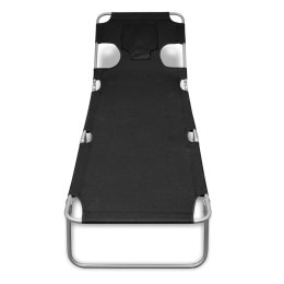 SKŁADANY LEŻAK Z PODGŁÓWKIEM MALOWANA STAL CZARNY