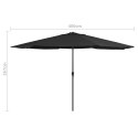 PARASOL OGRODOWY NA METALOWYM SŁUPKU 400CM CZARNY