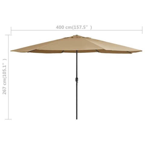PARASOL OGRODOWY NA METALOWYM SŁUPKU 400CM KOLOR TAUPE