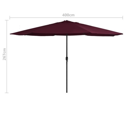 PARASOL OGRODOWY NA METALOWYM SŁUPKU 400CM BORDOWY