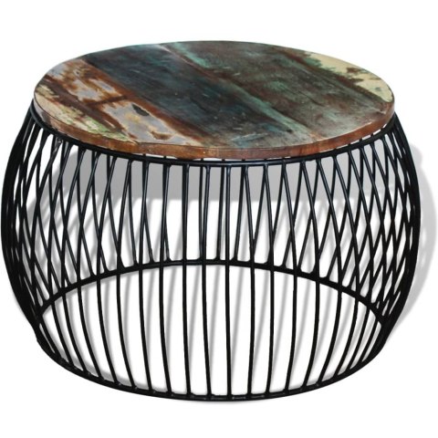 STOLIK KAWOWY Z DREWNA ODZYSKANEGO OKRĄGŁY 68X45CM