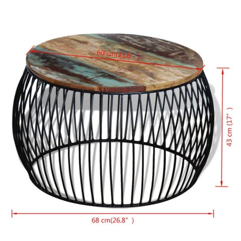 STOLIK KAWOWY Z DREWNA ODZYSKANEGO OKRĄGŁY 68X45CM