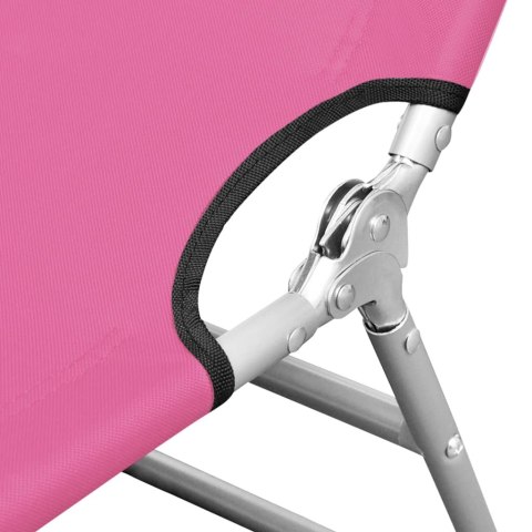 SKŁADANY LEŻAK Z PODGŁÓWKIEM STAL RÓŻOWY