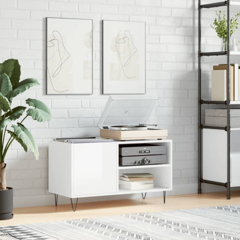 SZAFKA NA PŁYTY WINYLOWE POŁYSK BIAŁA 85X38X48CM