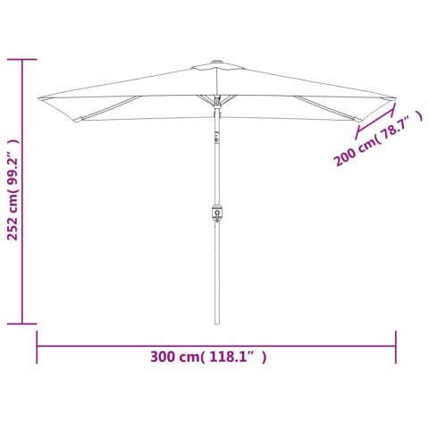 PARASOL OGRODOWY NA METALOWYM SŁUPKU 300X 200CM BORDOWY