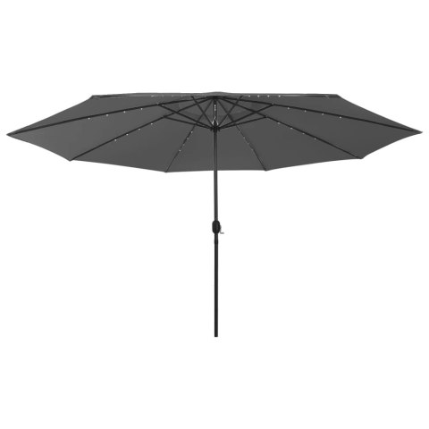 PARASOL OGRODOWY Z LED I METALOWYM SŁUPKIEM 400CM ANTRACYT
