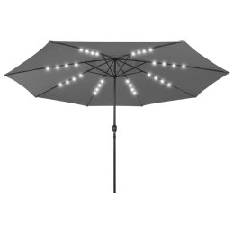 PARASOL OGRODOWY Z LED I METALOWYM SŁUPKIEM 400CM ANTRACYT