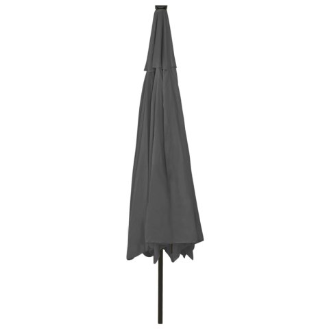 PARASOL OGRODOWY Z LED I METALOWYM SŁUPKIEM 400CM ANTRACYT