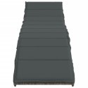 LEŻAK OGRODOWY Z PODUSZKĄ SZARY 55X199X50CM POLIRATTAN