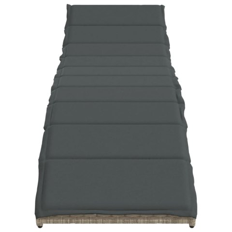 LEŻAK OGRODOWY Z PODUSZKĄ JASNOSZARY 55X199X50CM POLIRATTAN