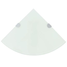 PÓŁKA NAROŻNA Z CHROMOWANYMI WSPORNIKAMI BIAŁA 35X35CM