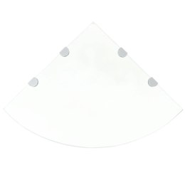 SZKLANA PÓŁKA NAROŻNA Z CHROMOWANYMI WSPORNIKAMI 45X45CM