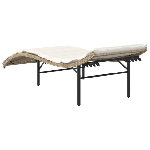 LEŻAK Z PODUSZKĄ BEŻOWY 55X199X50CM POLIRATTAN