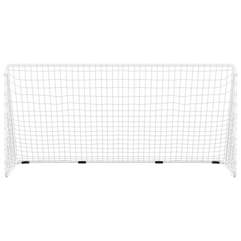 BRAMKA PIŁKARSKA Z SIATKĄ BIAŁA 366X122X182 STALOWA