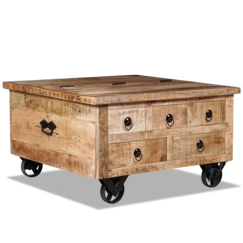 STOLIK KAWOWY CHROPOWATE DREWNO MANGO 70X70X40CM