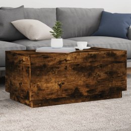 STOLIK KAWOWY Z OŚWIETLENIEM LED PRZYDYMIONY DĄB 90X50X40CM