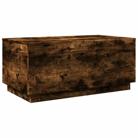 STOLIK KAWOWY Z OŚWIETLENIEM LED PRZYDYMIONY DĄB 90X50X40CM