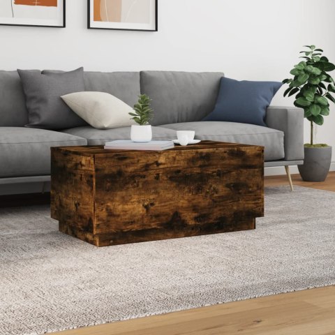 STOLIK KAWOWY Z OŚWIETLENIEM LED PRZYDYMIONY DĄB 90X50X40CM