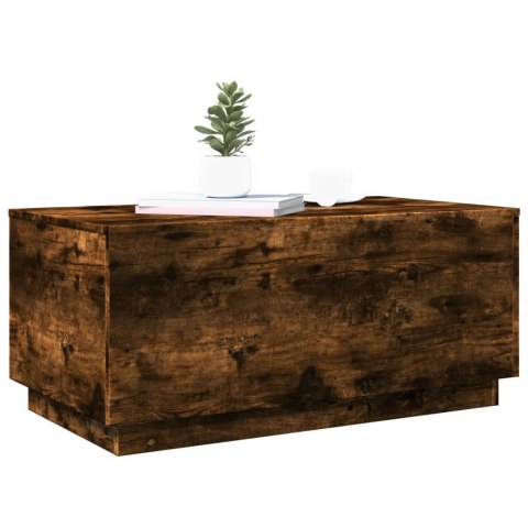 STOLIK KAWOWY Z OŚWIETLENIEM LED PRZYDYMIONY DĄB 90X50X40CM