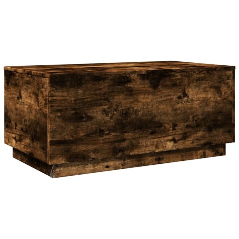 STOLIK KAWOWY Z OŚWIETLENIEM LED PRZYDYMIONY DĄB 90X50X40CM