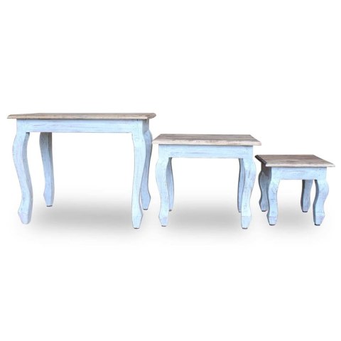 ZESTAW 3 STOLIKÓW BOCZNYCH DREWNO Z ODZYSKU