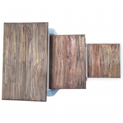 ZESTAW 3 STOLIKÓW BOCZNYCH DREWNO Z ODZYSKU