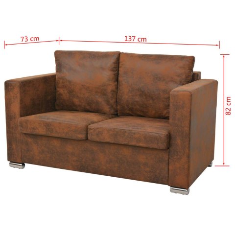 SOFA 2-OSOBOWA 137X73X82CM SZTUCZNY ZAMSZ