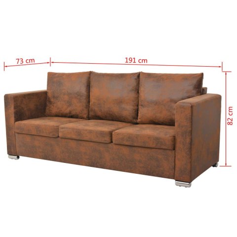 SOFA 3-OSOBOWA 191X73X82CM SZTUCZNY ZAMSZ