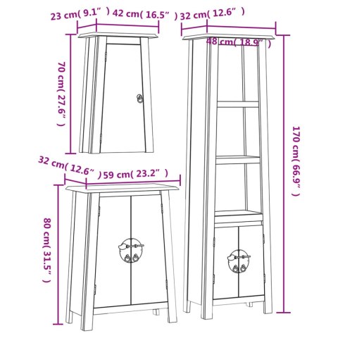 3-CZ. ZESTAW MEBLI ŁAZIENKOWYCH LITE DREWNO SOSNOWE