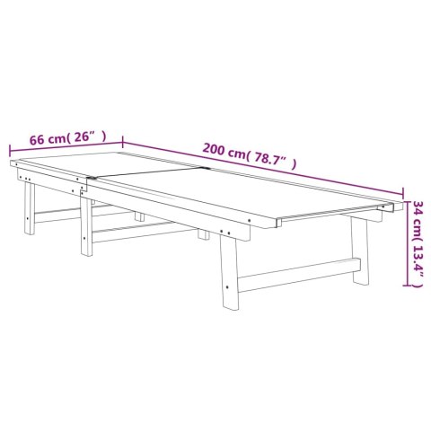 LEŻAKI 2 SZT. CZARNE LITE DREWNO AKACJOWE I TEXTILENE