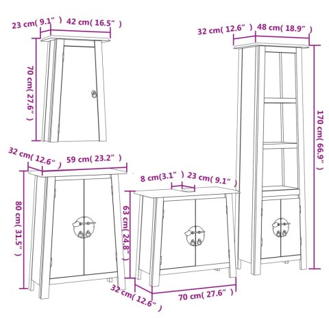4-CZ. ZESTAW MEBLI ŁAZIENKOWYCH LITE DREWNO SOSNOWE