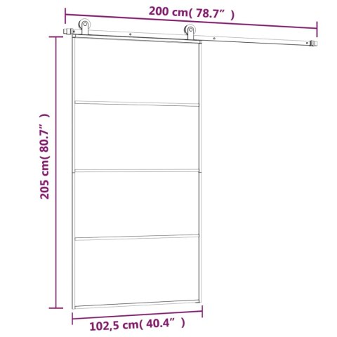 DRZWI PRZESUWNE A AKCESORIAMI 102,5X205CM ESG I ALUMINIUM
