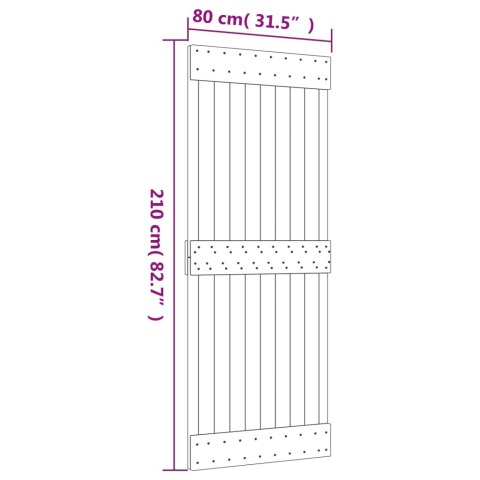 DRZWI PRZESUWNE Z OSPRZĘTEM 80X210CM LITE DREWNO SOSNOWE