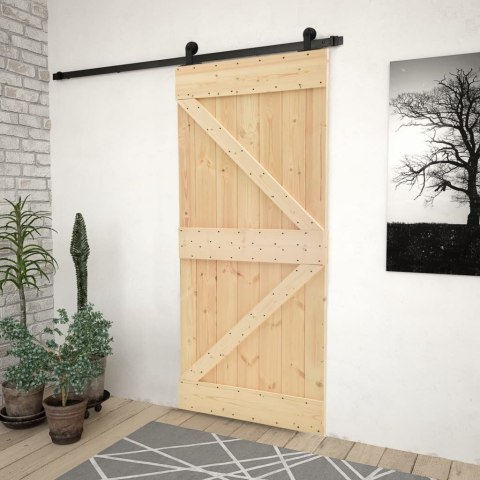 DRZWI PRZESUWNE Z OSPRZĘTEM 90X210CM LITE DREWNO SOSNOWE