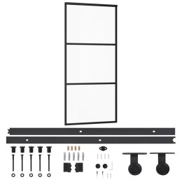 DRZWI PRZESUWNE Z OSPRZĘTEM SZKŁO ESG I ALUMINIUM 90X205CM