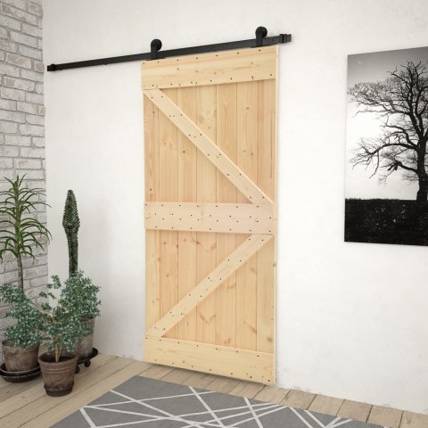 DRZWI PRZESUWNE Z OSPRZĘTEM 90X210CM LITE DREWNO SOSNOWE