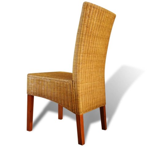 KRZESŁA STOŁOWE 2 SZT. BRĄZOWE NATURALNY RATTAN