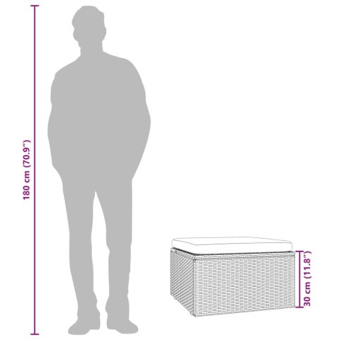 PODNÓŻEK OGRODOWY Z PODUSZKĄ SZARY 55X55X30CM POLIRATTAN
