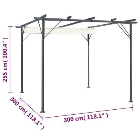 PERGOLA ZE ZWIJANYM DACHEM ŚMIETANKOWA 3X3M STALOWA
