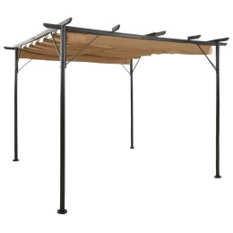 PERGOLA OGRODOWA ZE ZWIJANYM DACHEM TAUPE 3X3M 180G/M²